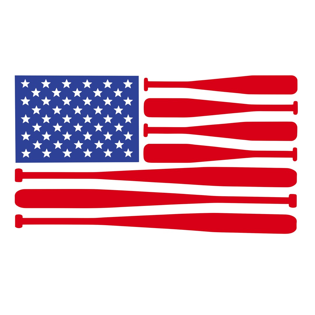 Baseball Bat Flag Permanent Decal, Baseball Decal, Flag Decal, USA