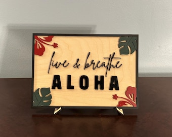 Aloha Wood Sign: Baltic Birch Hawaiian Home Decor