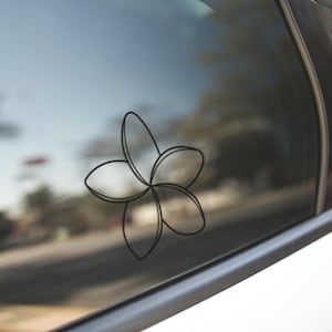 Sticker fleur plumeria - contour vinyle autocollant - motif floral tropical pour verres, voitures ou fenêtres