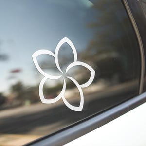 Plumeria Flower Decal – Tropical Vinyl Sticker for Car, Laptop, Tumbler, or Window | Hawaiian Floral Waterproof Decal