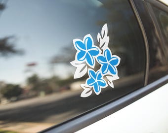 Calcomanía de flor de plumeria: vinilo tropical hawaiano