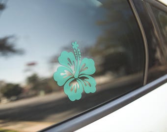 Pegatina de flor de hibisco tropical: adhesivo hawaiano para coche, portátil o botella de agua.