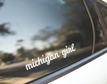 Calcomanía de vinilo de Michigan Girl: para laptop, vaso y auto