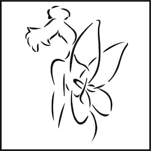 May include: A black and white line drawing of a stylized flower with a butterfly design.