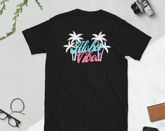 Aloha Vibes,  Palm Trees, Tropical Summer, Beach Vacation, Hawaiian T-shirt, Shaka Tshirt