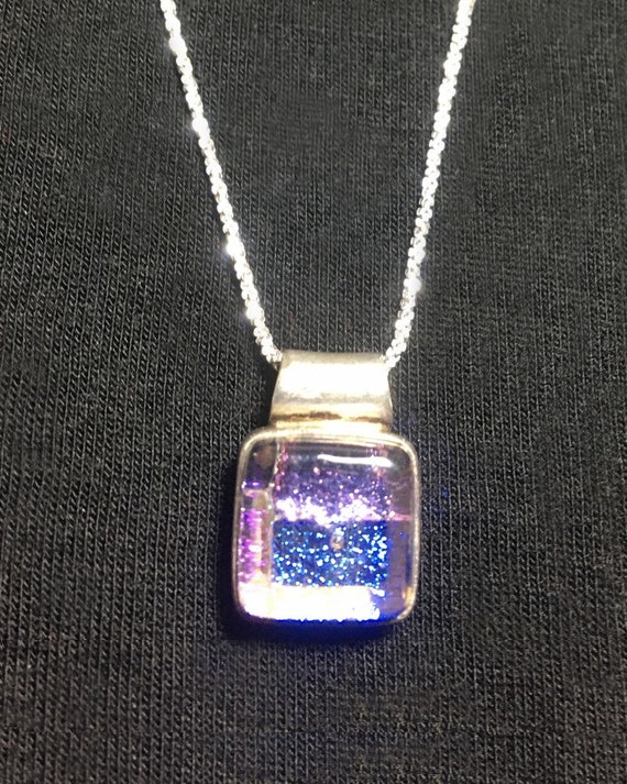 Vintage Dichroic Glass “Night Sky” Pendant - image 1