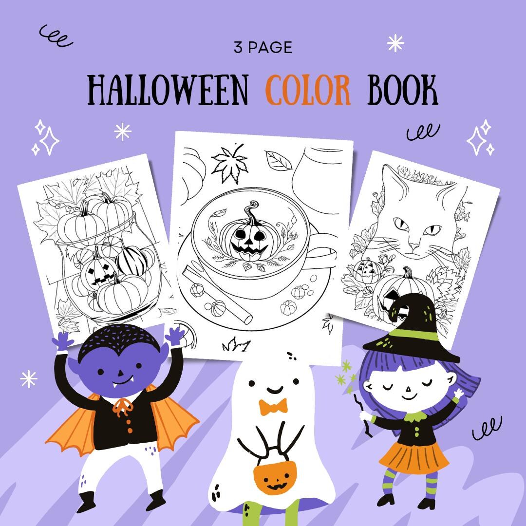 3 Halloween Coloring Pages for Adults and Kids - Spooky Coloring ...