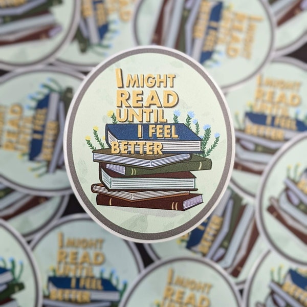 Read to Feel Better Sticker - Book stack Reader - Vinyl sticker