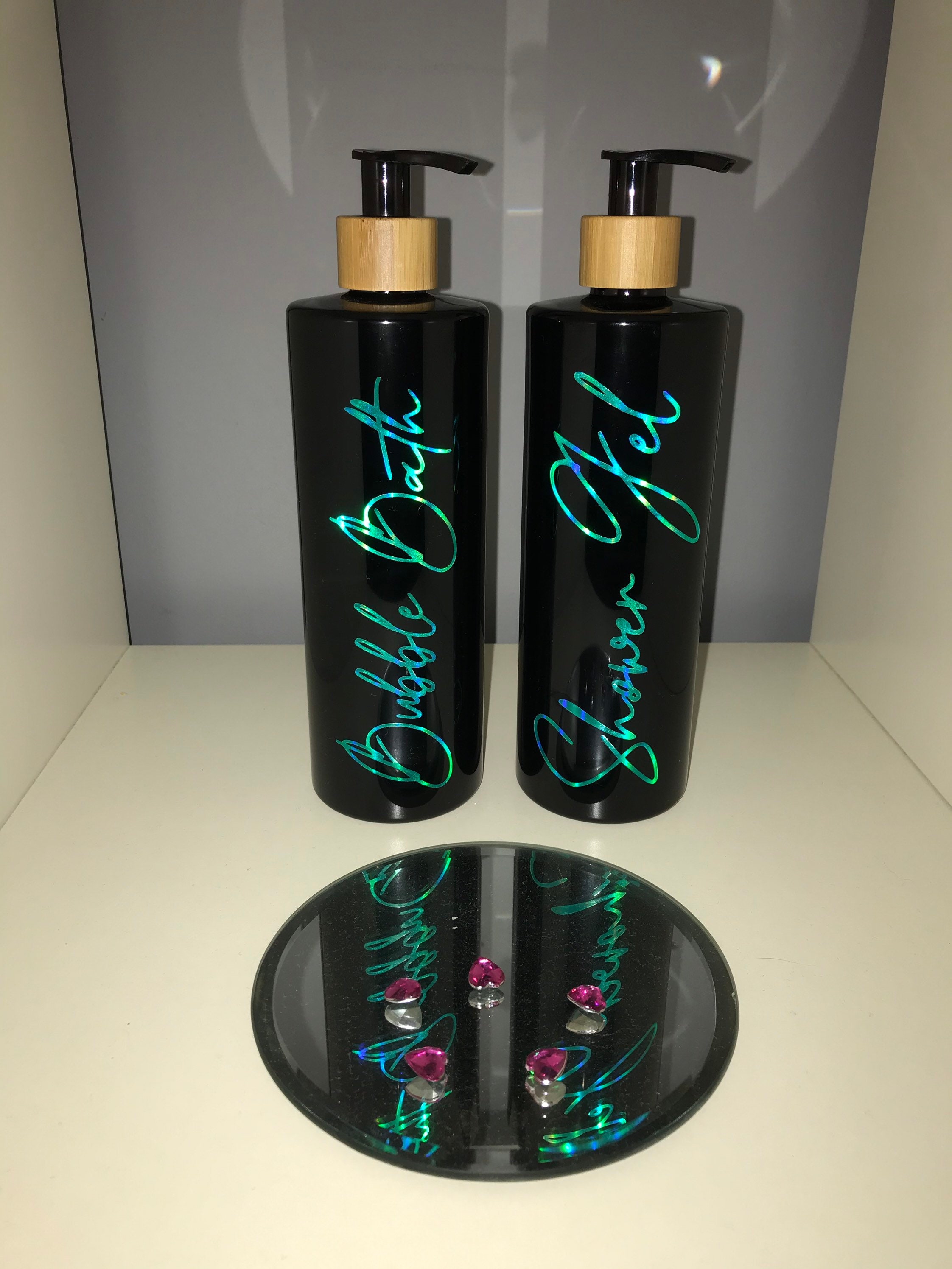 Black 500ml refillable bubble bath and shower gel bottle Etsy