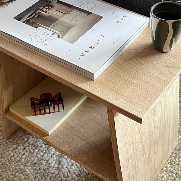 Solid Oak Side Table/Minimalist Scandi Style/Bedside Table/Handmade from the Black Forest