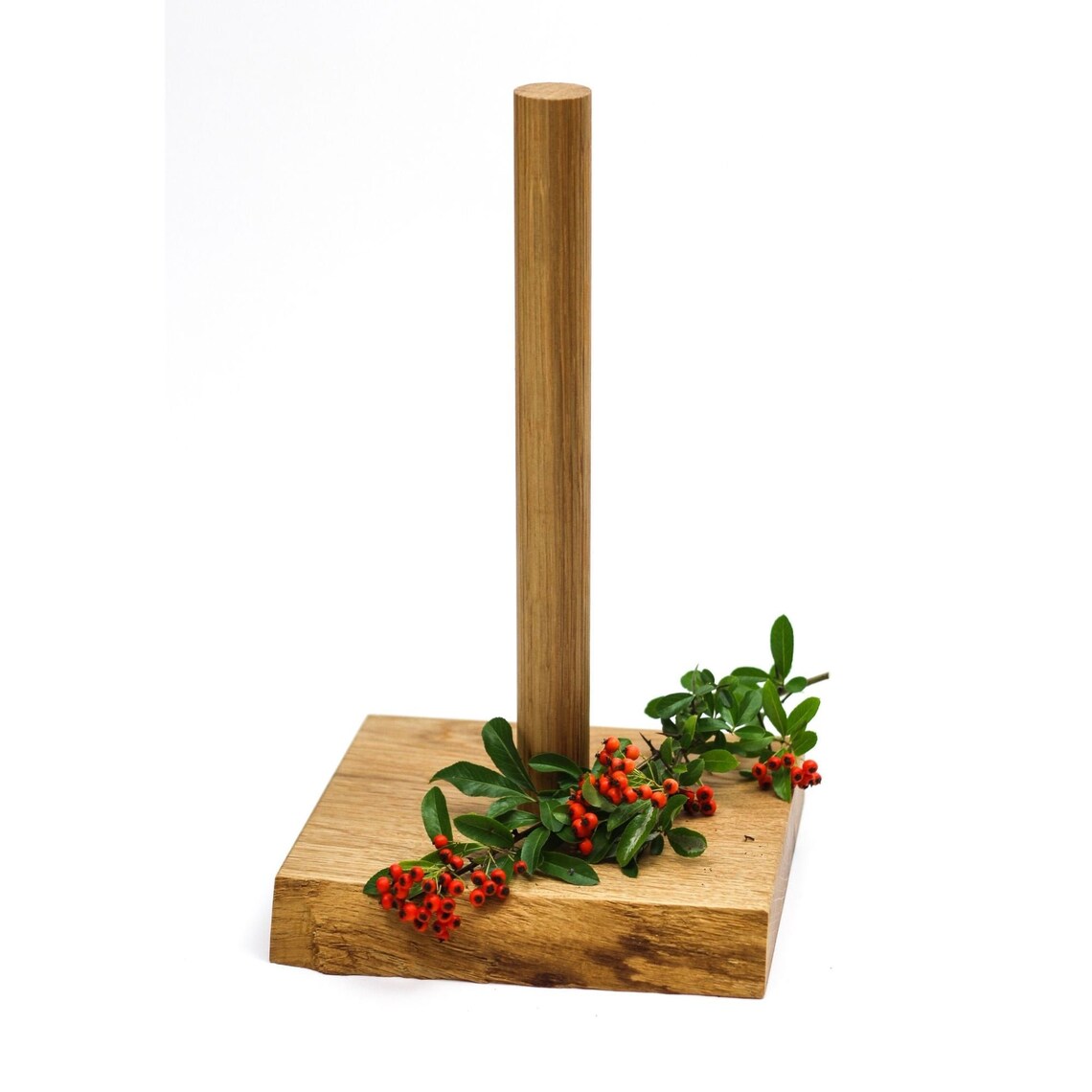 Kitchen Roll Holder Made of Solid Oak Wood Practical Home Etsy