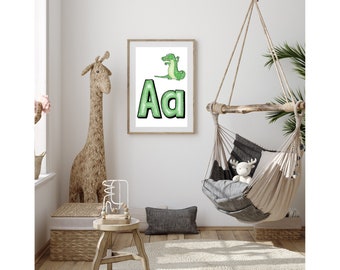 Colorable Wall Art-Animal Alphabet- Digital (Kids Children)