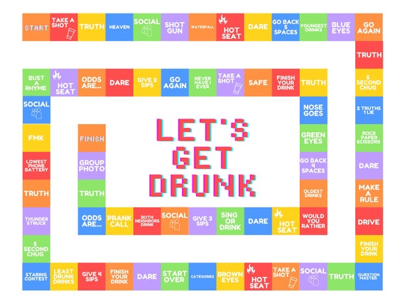Let's Get Drunk Drinking Board Game With Rules Printable - Etsy