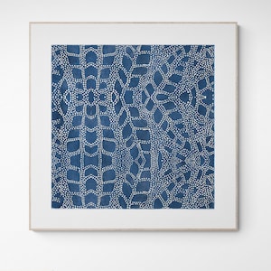 Blue and White Printable Art, Gallery Wall Art Digital Download, Indigo Textile Art Download