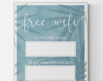 Wifi Sign Digital Download Beach House AirBnb Digital Download Wall Art