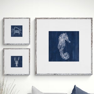 Blue Coastal Wall Art Prints Digital Download Set of 3, Nautical Art Decor, Beach House Wall Art