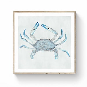 Watercolor Crab Beach Wall Art Print Digital Download