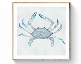 Watercolor Crab Beach Wall Art Print Digital Download