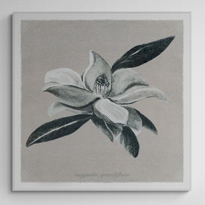 Vintage Style Watercolor Magnolia Art Print, Farmhouse Wall Art, Botanical Art Print Illustration