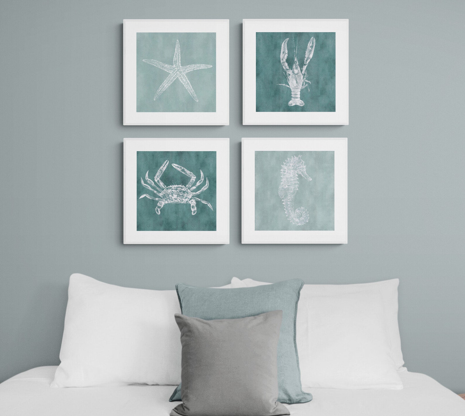 Modern Minimalist Coastal Wall Art Set in Lagoon Blue Green - Etsy