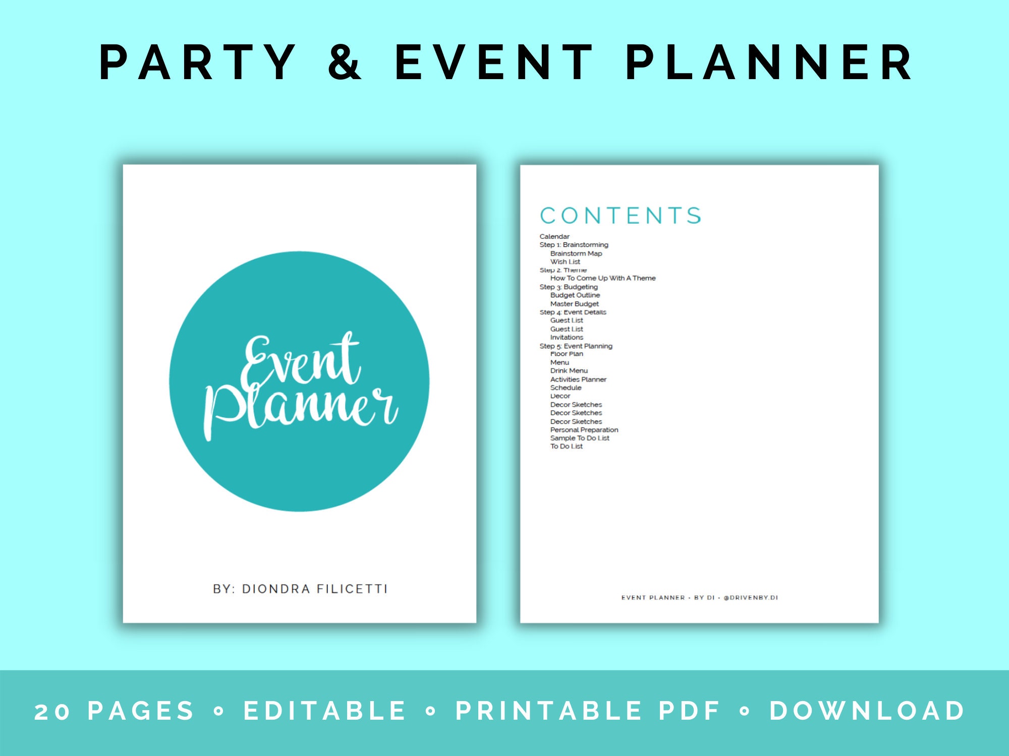 Event Party Planner
 Event & Party Planner 20 Page Printable PDF With Editable Etsy