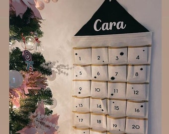 Custom advent calendar | Wall Hanging Advent calendar | Christmas countdown | Re-usable calender | Name Personalization