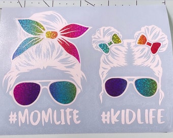 Mom life + Kid life Car Decal. Momlife, Kidlife, Mom and Daughter, Mom and Son, Mommy and Me Decal