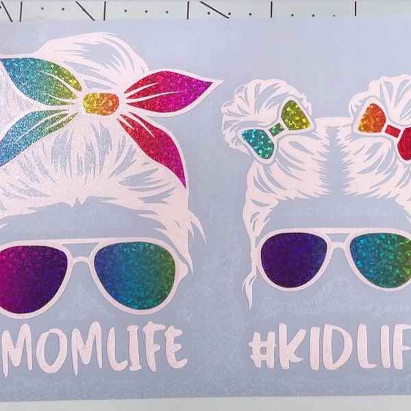 Mom life + Kid life Car Decal. Momlife, Kidlife, Mom and Daughter, Mom and Son, Mommy and Me Decal