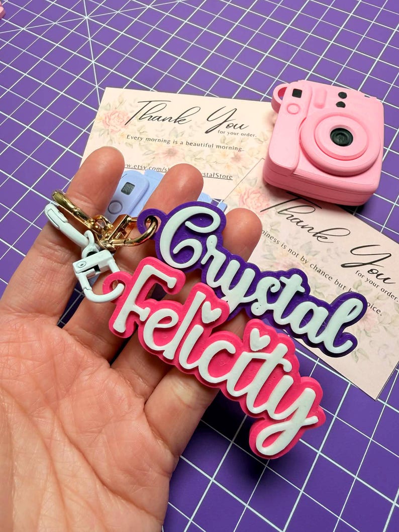 Personalized 3D Printed Name Keychain | Custom Backpack Bag Tag Charm ...