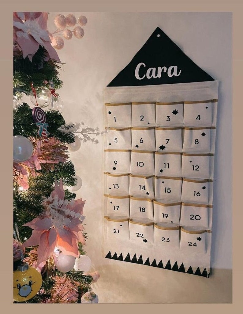 Custom advent calendar Wall Hanging Advent calendar Christmas countdown Re-usable calender Name Personalization image 1