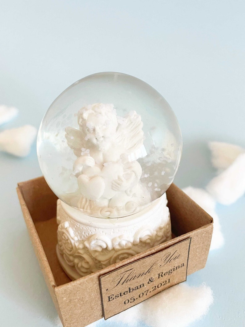White Angel Snow Globe Cute Baptism Guest Gift Girl or Boy Etsy