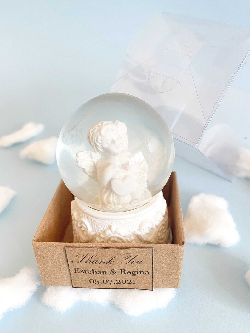 White Angel Snow Globe Cute Baptism Guest Gift Girl or Boy Etsy