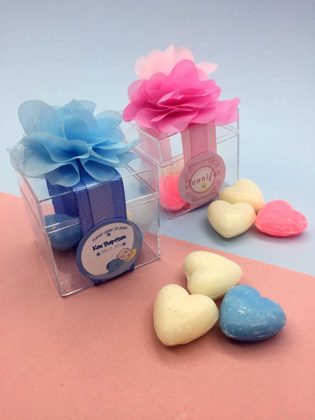 Baby Shower Favor Candy Boxes Boy Girl Birth Soap Containers Etsy