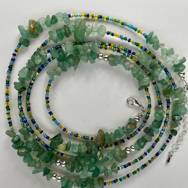 Genuine Green Aventurine Gemstone Crystal Waist Beads