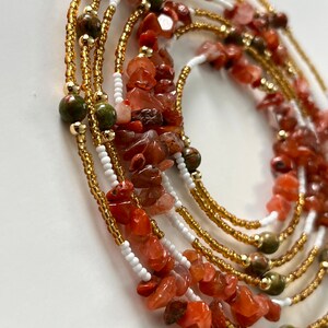 Carnelian Waistbeads Crystal Waistbeads Carnelian Handmade Crystal Jewelry Gift for her Carnelian Jewelry Orange Waistbeads Body Jewelry image 7