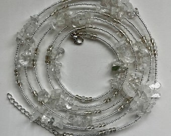 Clear Quartz Waistbeads Crystal Waistbeads  Handmade Crystal Jewelry Gift for her Clear Quartz Jewelry White Waistbeads Body Jewelry Chakra