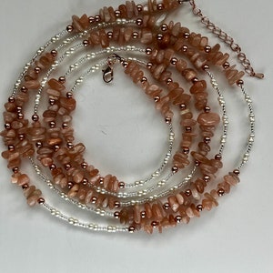 Sunstone and Pearl Genuine Crystal Waist Beads