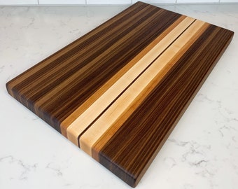 Large Walnut Cutting Board with Maple and Cherry Accents