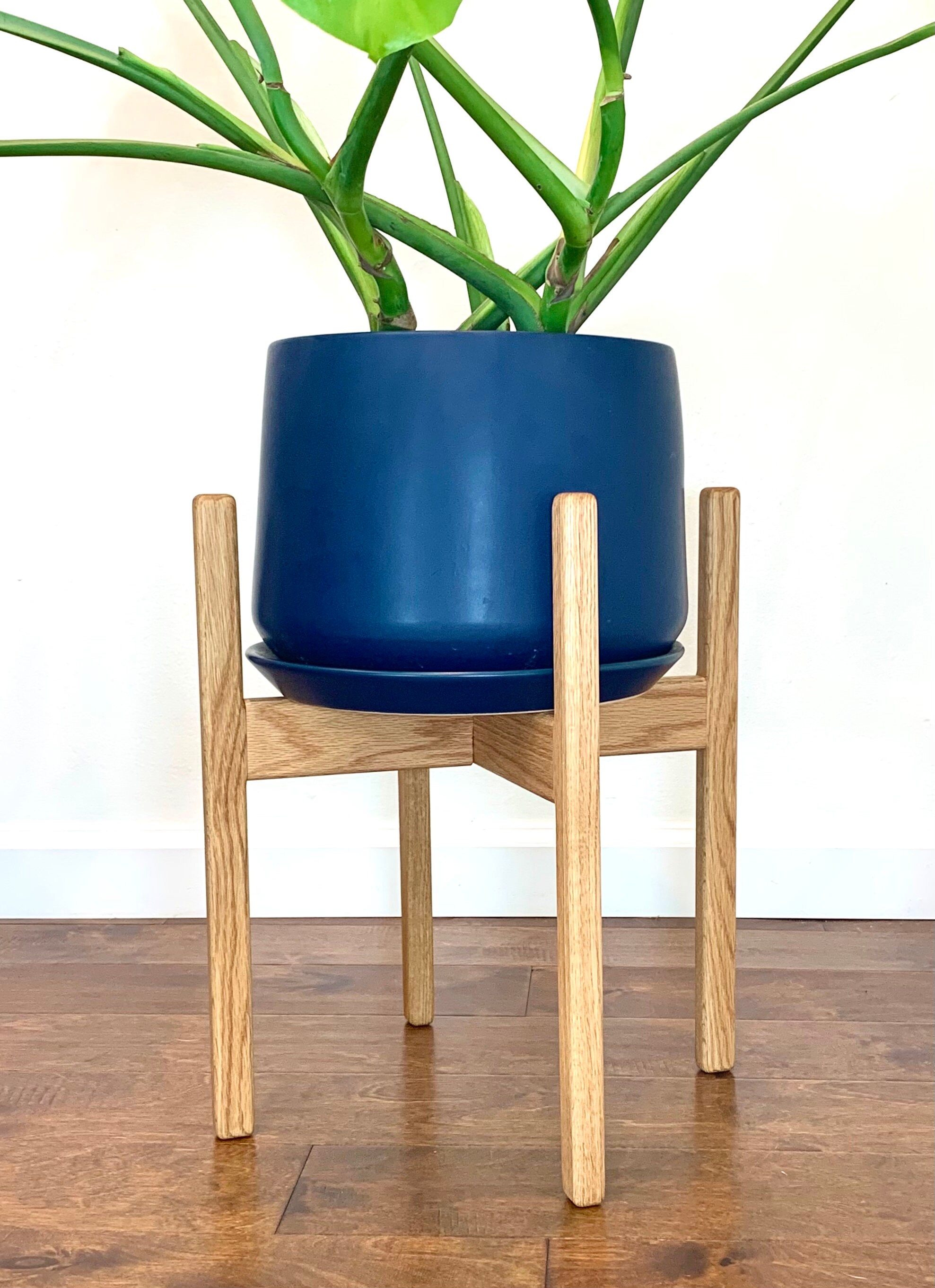 Medium Mid Century Modern Plant Stand - Walnut, Maple, Oak Solid Wood ...