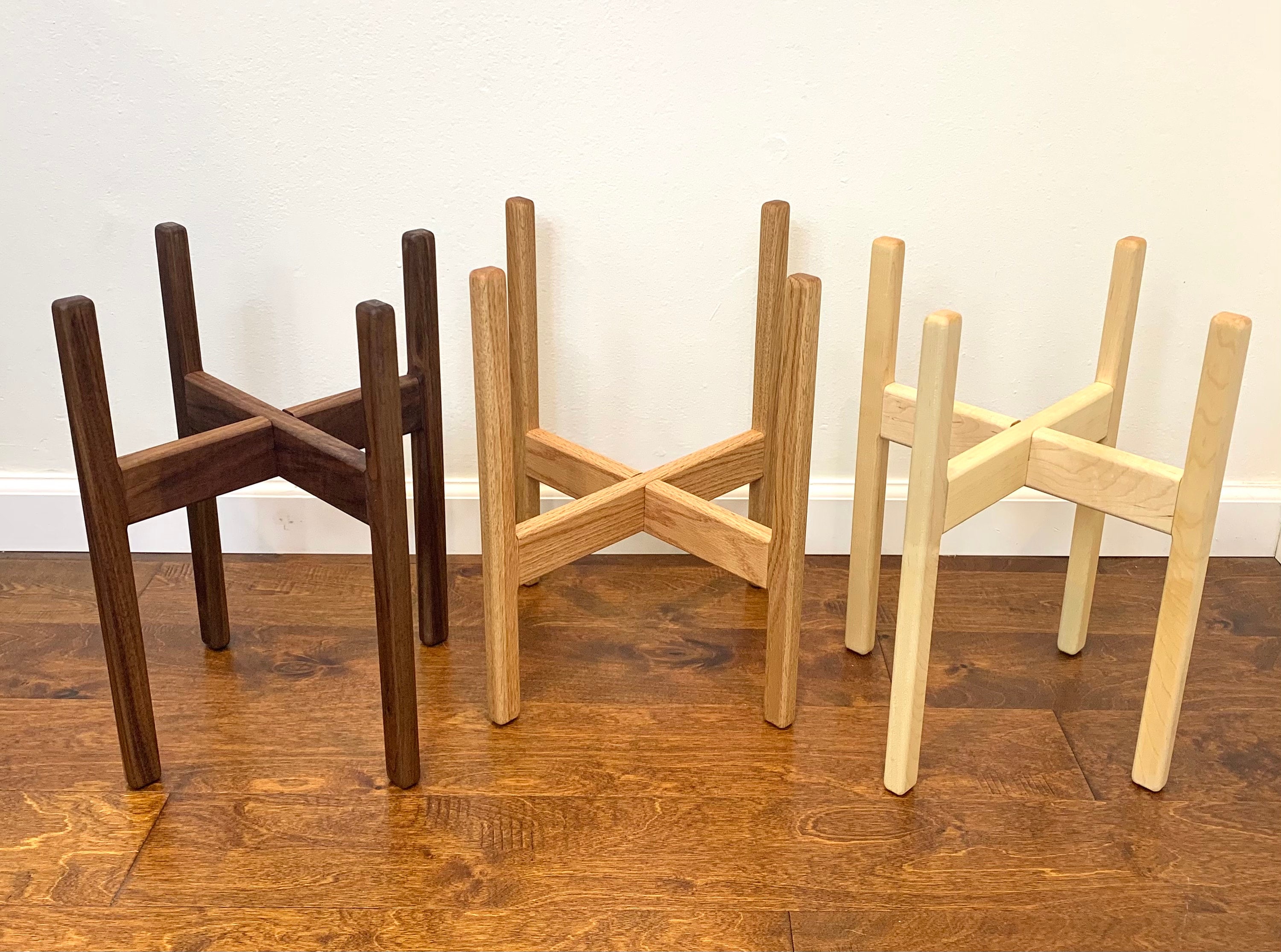 Medium Mid Century Modern Plant Stand - Walnut, Maple, Oak Solid Wood ...