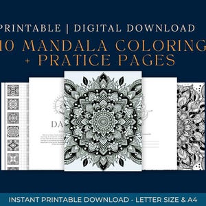 Über 20 Mandala-Muster, Übungsblätter + Ausmalvorlagen – Nachzeichnen, Zeichnen, Freihand-Arbeitsbuch (Digitaler Download)