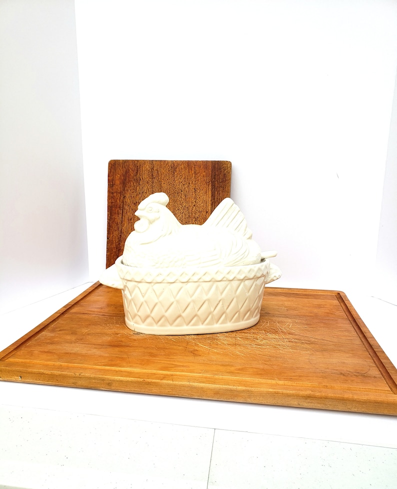 Vintage Chicken Tureen, Ceramic Tureen With Ladle, Country Cottage