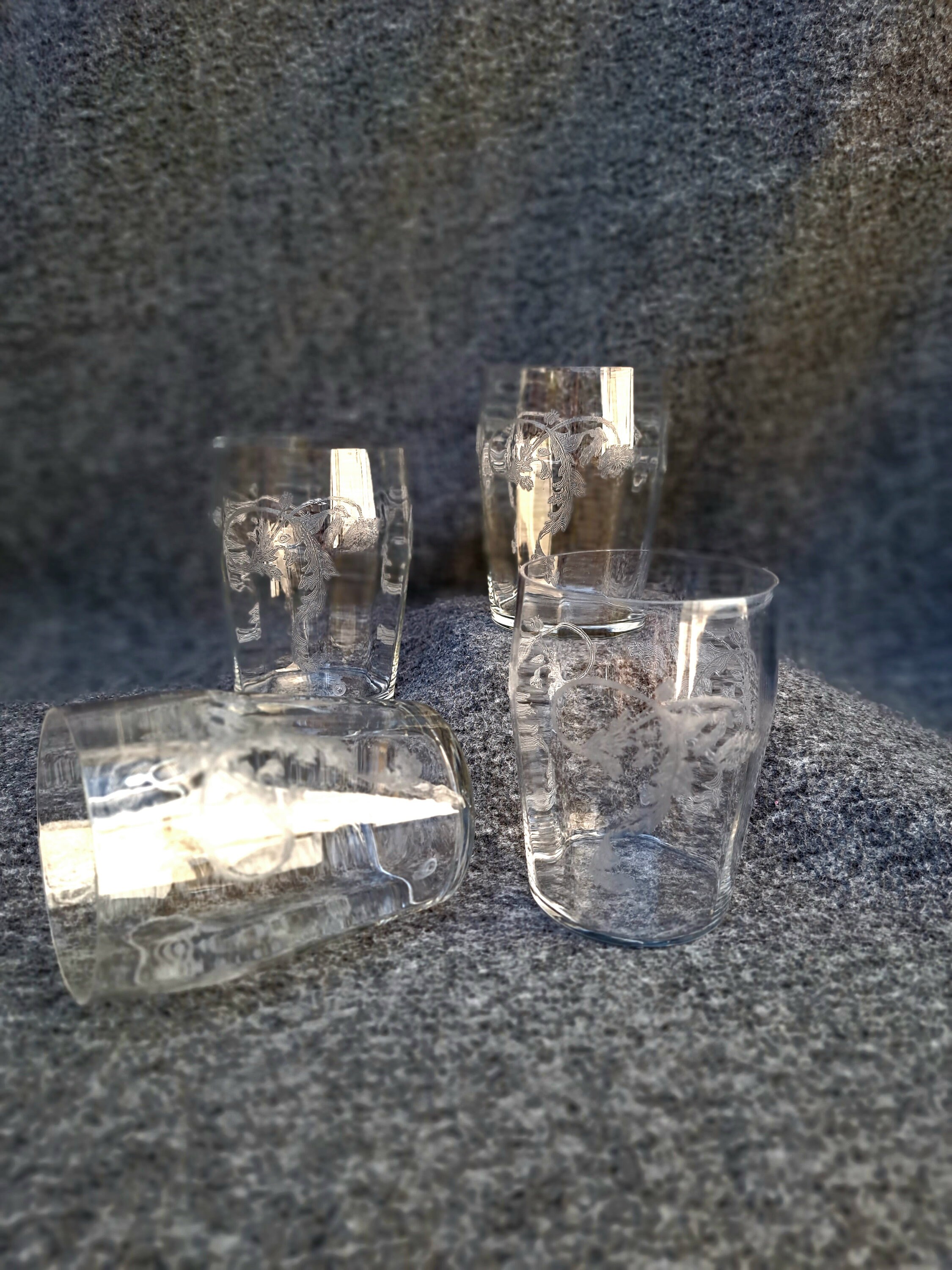 Vintage Etched Glasses Fine Drinkware Etched Water Glasses Etsy