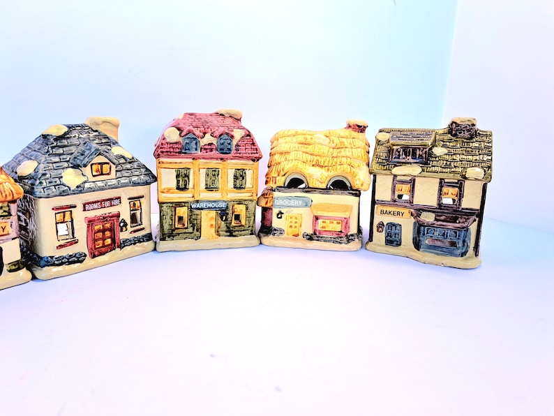 Village Tea Light Houses Set of 5 Christmas Village Ceramic Etsy Village Tea Light Houses Set of 5 Christmas Village Ceramic Etsy