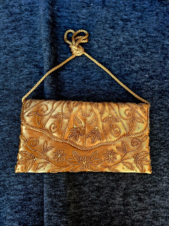 Evening clutch, Gold embroidered clutch, Apt.9 clu