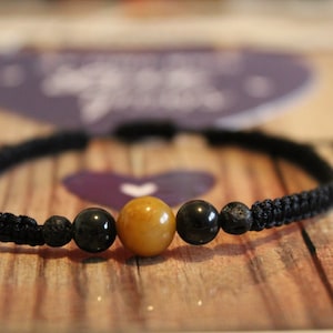 Bracciale in macramè con topazio e tormalina: perle curative in pietre preziose autentiche