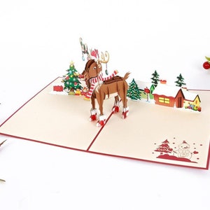 Christmas Reindeer Pop-Up Card: Holiday Greeting Card