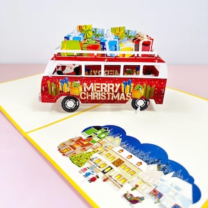 3D Santa Bus Christmas Pop-Up Card (15x20 cm)