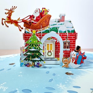 Handmade Santa&#39;s Sleigh 3D Christmas Pop-Up Card