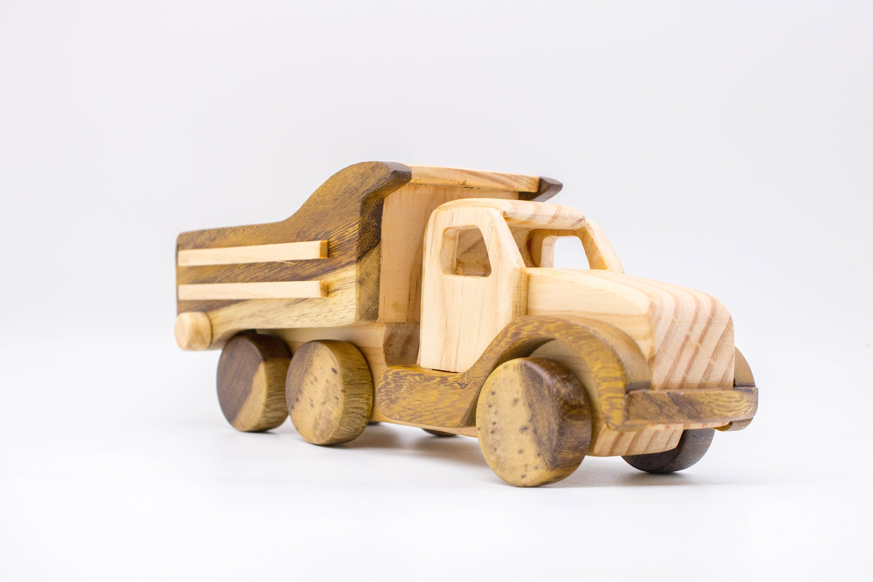 Handmade Wooden Dump Truck Toy Natural Wood Vehicle Safe for Kids